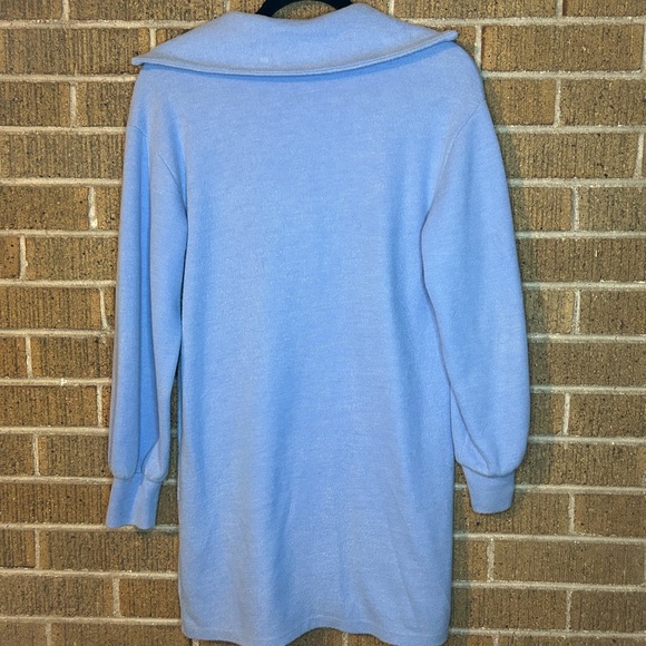 ZARA Women’s Sweater Dress Long Sleeve Mock Neck Quarter Zip Soft BLUE Size S - Picture 5 of 7